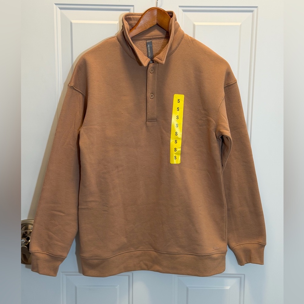 NWT Mondetta Long Sleeve Pullover Collar Tunic In Tan Size Small